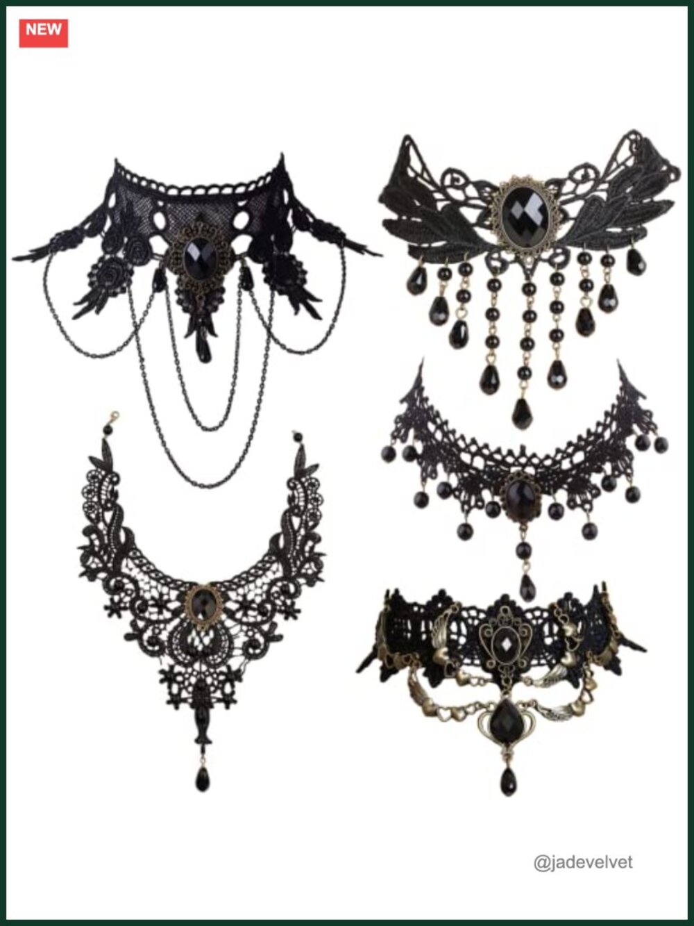 Lace Choker Necklace Set Goth Gothic Collar Adjustable Halloween Cosplay